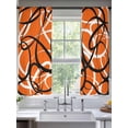 thumbnail image 3 of Orange Geometric Semi Sheer Curtains 63 Inch Length 2 Panels Set, Black White Striped Abstract Lines Art Sheer Kitchen Curtain Privacy Voile Window Curtain for Living Room Bedroom Rod Pocket Drapes, 3 of 7
