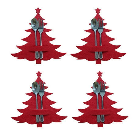

KKCXFJX deals of the day Christmas Decorations Table Tableware Set Creative Hotel Tableware Set Christmas Tree Knife And Fork Bag 4 Pieces