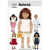 Butterick Pattern 18" (46cm) Doll Clothes, 1 Size Only