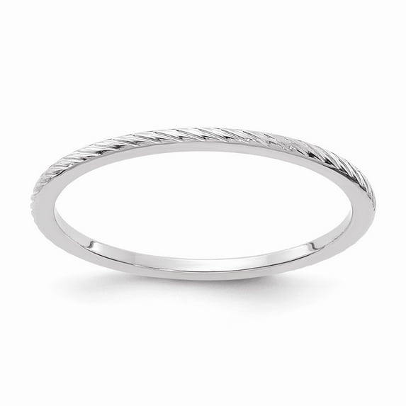 Solid 10K White Gold 1.2mm Twisted Wire Pattern Stackable Band Thin Wedding Anniversary Ring Size 10