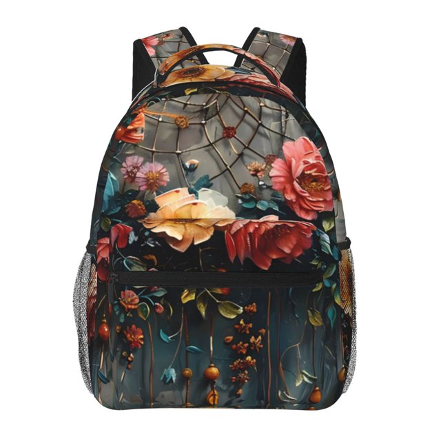Disketp Floral Dreamcatcher Elegance Mochila Estampada para Hombre y Mujer – Mochila Ligera Clásica con Múltiples Bolsillos para Universidad, Trabajo y Viajes-One Size