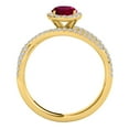 thumbnail image 4 of Mauli Jewels Rings for Women 1.15 Carat Halo Diamond And Oval Shape Created Ruby Ring 4-prong 10k Yellow Gold, 4 of 7