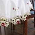 thumbnail image 4 of Nvzi Damask Rose Camellia Embroidered Cream Floral Tablecloth Rectangular 60 x 86 inch Approx, 4 of 5