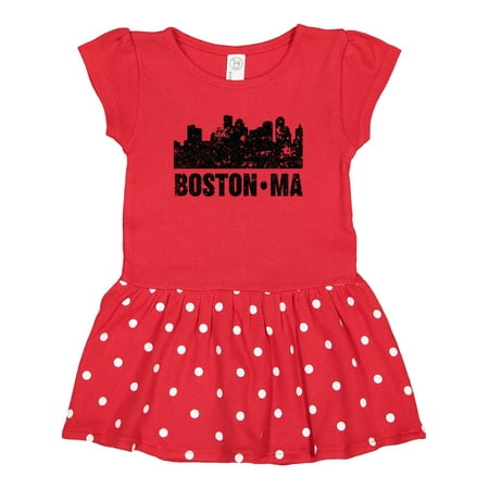 

Inktastic Boston Massachusetts City Skyline with Grunge Gift Toddler Girl Dress