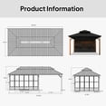 thumbnail image 3 of PURPLE LEAF 12 X 24 Hardtop Gazebo Outdoor Wood Grain Aluminum Frame Galvanized Steel Double Roof Netting and Curtains Patio Deck Backyard Garden, 3 of 9