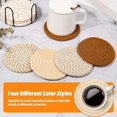 thumbnail image 3 of 8pcs Round Table insulation Plait Mat Ramie Placemats Anti Slip Dining  Non-Slip Tableware Bowl Pads Kitchen Drink Cup Coasters (Gray,11x11cm), 3 of 7