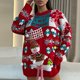 thumbnail image 2 of Suéteres de Navidad de manga larga elegantes con cuello redondo y adornos de muñecas con bolsillos mágicos de Año Nuevo para mujer 2025, 2 of 5