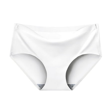 Ashirexll Panties for Women  Ice Silk Seamless Underwear for Women s Summer Thin Cotton Breathable and Sexy Girl Style Mid Waist Triangular Pant Head White XL