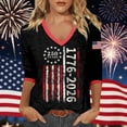 thumbnail image 2 of WERYOUNG Patriotic Graphic T Shirt For Women V Neck 3/4 Sleeve Tee Fourth Of July Celebration T-Shirts Stylish Clothes L, 2 of 4