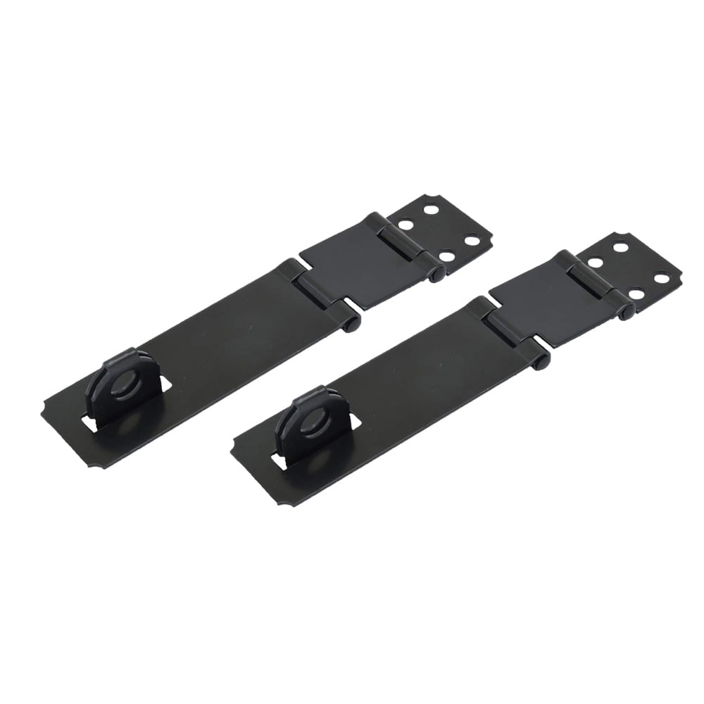 QCAA Double Hinge HASP and Fixed Staple, 41/2", Steel, Black, 2 Pack