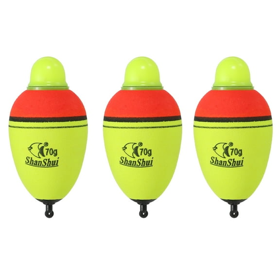 2.5oz Lighted Fishing Slip Bobbers EVA Green Red LED Light Up Fishing Float, Yellow, 3 Pack