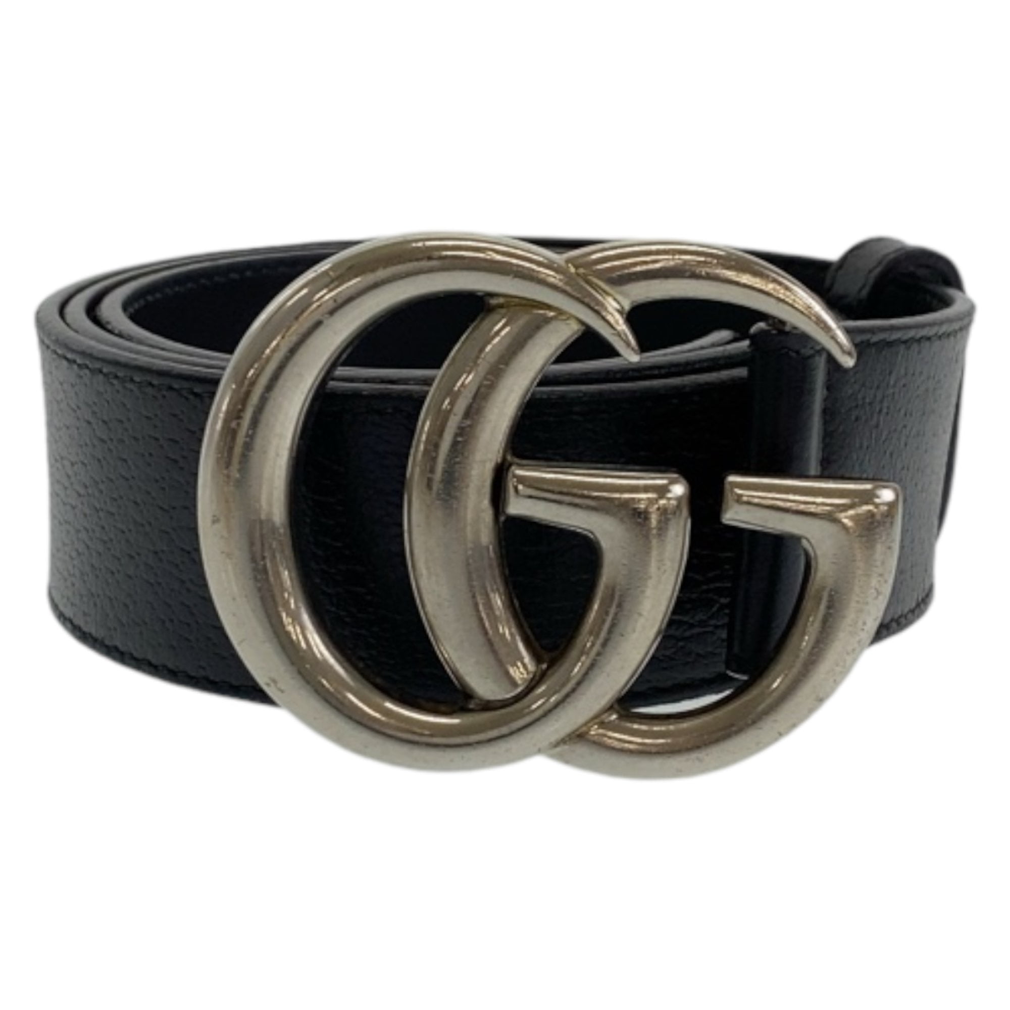 GUCCI シルバー金具　サイズ80 ブラックベルト Gucci Black Belt - Size 80 ○ Labellov ○ Buy and Sell