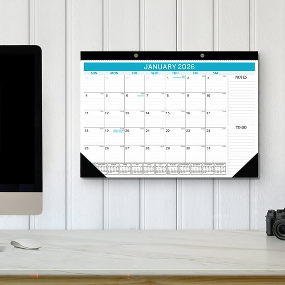 KOYPTL 26-27 Wall Calendar for Home Office,18 Months Twin Binding Hanging Hook Monthly Planner with Julian Dates,Large Writing Blocks,Notes & To-Do List,Kitchen Organization Natual Pattern