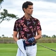 thumbnail image 5 of Balery Humming Bird And Tropical Printed Men’s Short Sleeve Polo Shirt, Midweight Men's Shirt,Golf Polo shirts -4X-Large, 5 of 8