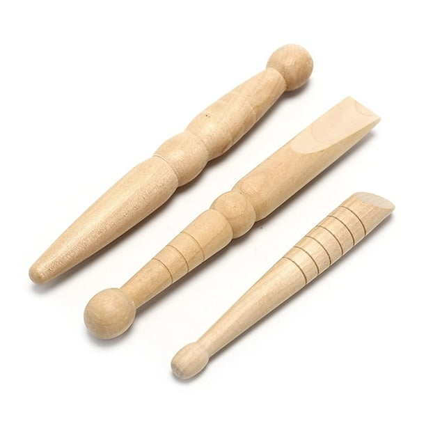 Alivia el dolor, acupresión tradicional, reflexología, etc. Este es un juego de tres palos de masaje de madera de diseño tradicional tailandés que son ideales para usar con acupresión, refle