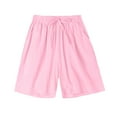 thumbnail image 5 of QUNYINEY Solid Women's Shorts Mid Rise Casual Bermuda Shorts Elastic Waist Cotton Linen Loose Shorts, 5 of 5
