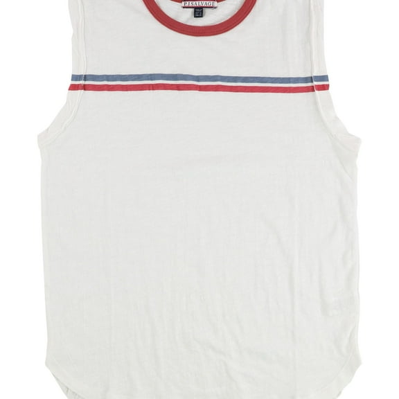 P.J. Salvage Womens Two Stripe Muscle Pajama Sleep Tank Top, Off-White, Medium