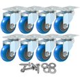 thumbnail image 1 of Caster Wheels FactorDuty, paquete de 8 unidades, placa giratoria de poliuretano azul de 3 pulgadas, 1 of 8
