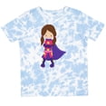 thumbnail image 3 of Inktastic Superhero Girl, Brown Hair, Cute Girl, Purple Cape Girls Toddler T-Shirt, 3 of 5
