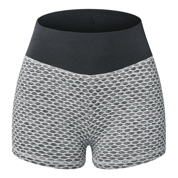 Yoga Shorts for Women Tummy Control High Waist Yoga Shorts Exercise Workout Pants Women's Short, Light Gray, S