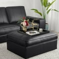 thumbnail image 2 of Hanobe Square Extra Large Ottoman Tray：Black Leather Decorative Tray with Handles for Ottoman Table Topper Coffee Table Living Room 22" x 22", 2 of 9