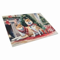 Shiba Inu Cozy Christmas Glass Cutting Board Large 12 in x 15 in