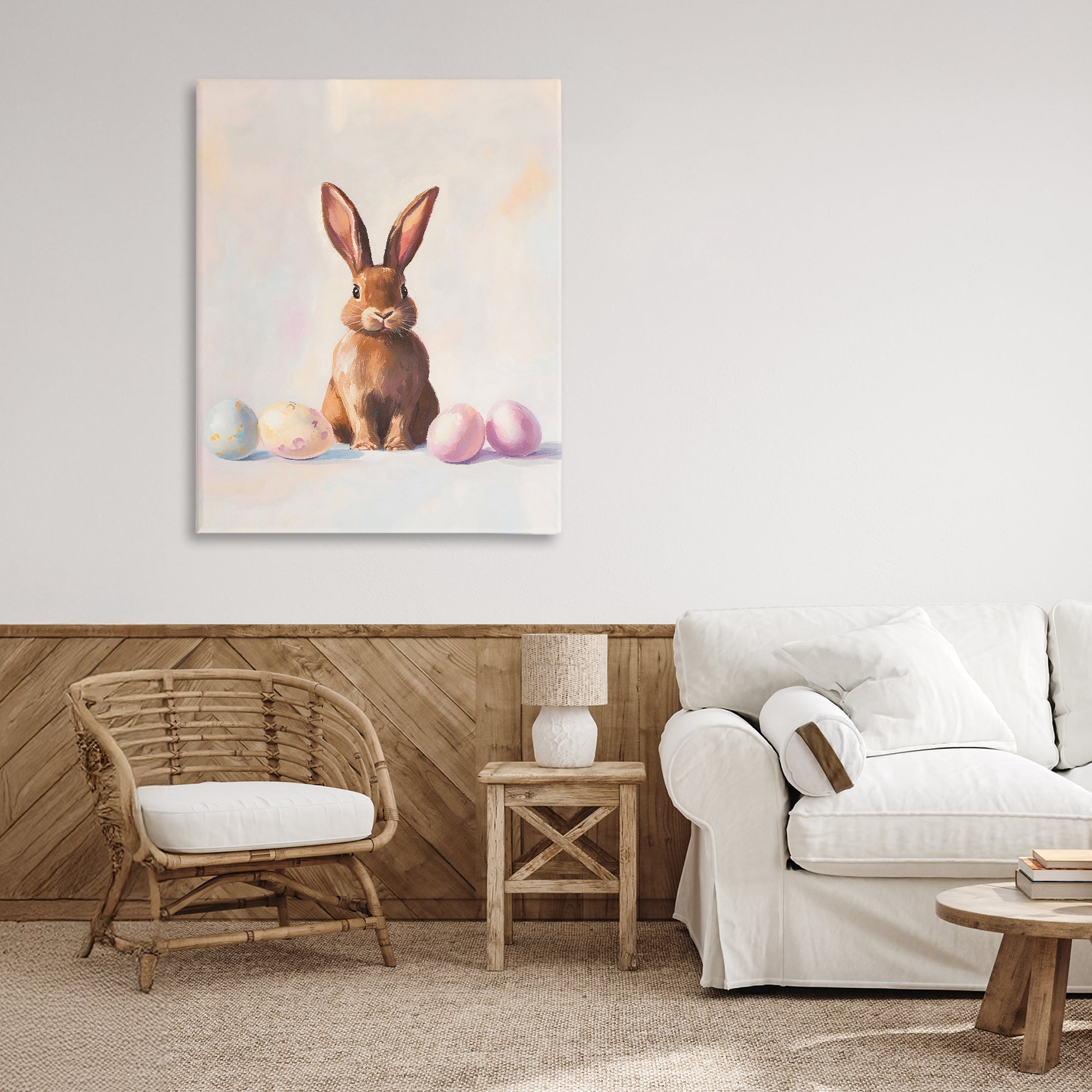 Stupell Industries Easter Bunny with Pastel Eggs Canvas Wall Art, design by The Prints Vibe