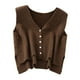 thumbnail image 5 of Suéter de mujer, chaleco para damas, camisetas sin mangas casuales, jerséis de moda, transpirables, individuales Caqui oscuro, 5 of 9