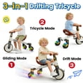 thumbnail image 5 of ‌JoyStone 3-in-1 Toddler Drifting Tricycle for Ages 1-5 Years, Kids Trike with Adjustable Handlebar & Colorful Lighting, Baby Balance Bike Ride-on Toys Gift for Boys Girls, White, 5 of 13