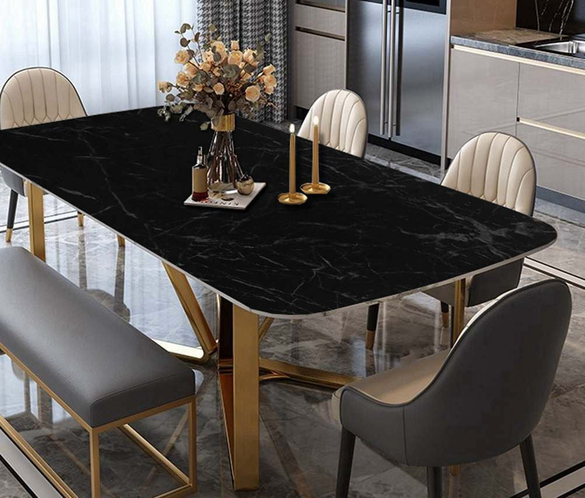 Arthome Peel and Stick Wallpaper, Marble Contact Paper, Self Adhesive, Easy to Clean, Vinyl Film for Furniture Countertop, Distressed Plank Grain Vintage Wall Covering (Black Marble, 17x393 Inches)
