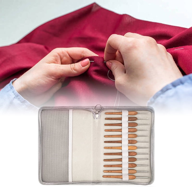 12Pcs Wood Handle Crochet Hook 0.9mm-4.0mm Ergonomic Crochet Needle for Beginner Knitting Crocheting Sweater Scarf Glove