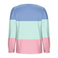 thumbnail image 6 of FRSASU Tunic Tops for Women Loose Fit Long Sleeve Shirts Color Blocked Printed Square Neck Tops Sky Blue, 6 of 6