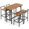 thumbnail image 2 of Costway 5 PCS Acacia Wood Bar Table Set Outdoor Bar Height Table & Chairs with Metal Frame, 2 of 10