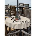 thumbnail image 2 of Outdoor Tablecloth with Umbrella Hole for Patio/Picnic/Party/Camping, Vintage Farmhouse Waterproof Table Cloth Round Cover Washable, Rustic Floral Pattern Minimalist Beige (Dia 60"), 2 of 9