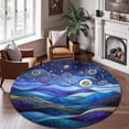 thumbnail image 2 of Round Area Rug, Mountains Floral Pattern Non-Slip Floor Mat, Soft Washable Carpet for Living Room Bedroom Decor 59 Inch, 2 of 6