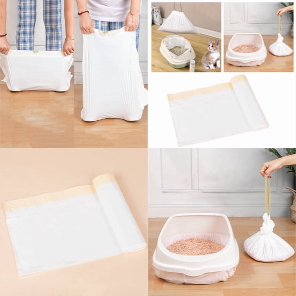 Jialinnn Leak-Proof Cat Litter Box Liner Pads, White, 7 Count