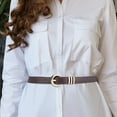 thumbnail image 4 of Women Belt Faux Leather Adjustable Holes Solid Color Thin Belt with Alloy Round Pin Buckle Casual Jeans Belt Costume Accessories, 4 of 8