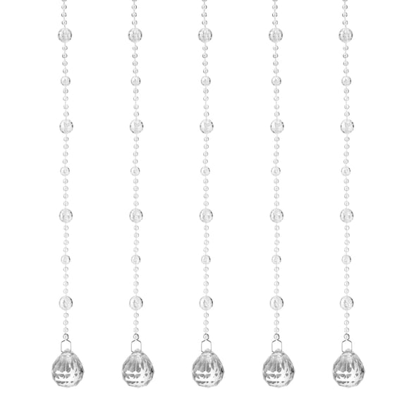 5 Pcs Brins de Guirlande en Acrylique Cristal, Brins de Perles Rondes Cristal Clair (0,6m/1,97 Pieds)