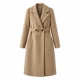 thumbnail image 6 of Trikvn Long Wool Blend Pea Coat for Women Notched Lapel Belted Waist Double Breasted Long Sleeve Elegant Overcoat with Pockets Winter Dressy S-3XL, 6 of 6