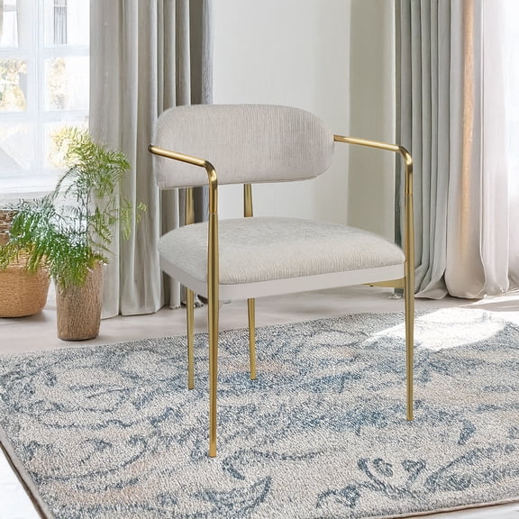 ACME Zayn Arm Chair (Set-2) in Beige Chenille & Gold