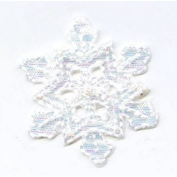 Small White Snowflake - Shimmery/Iridescent - Iron on Applique/Embroidered Patch