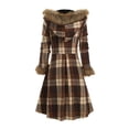 thumbnail image 3 of Gvmfive Womens Hoodie Faux Fur Coat Warm Plaid Longline Overcoat Plus Size, 3 of 4