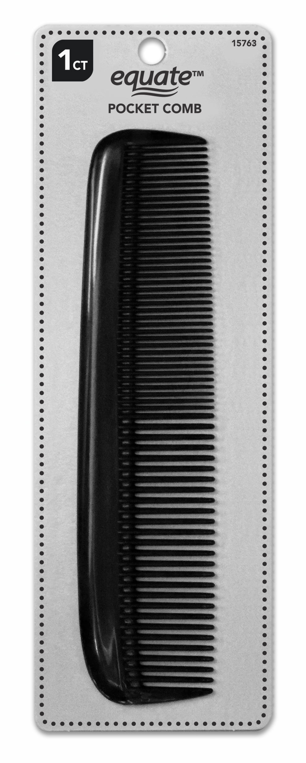 (12 pack) Equate Pocket Comb for Everyday Use on Short Hair, Black, 1 Count