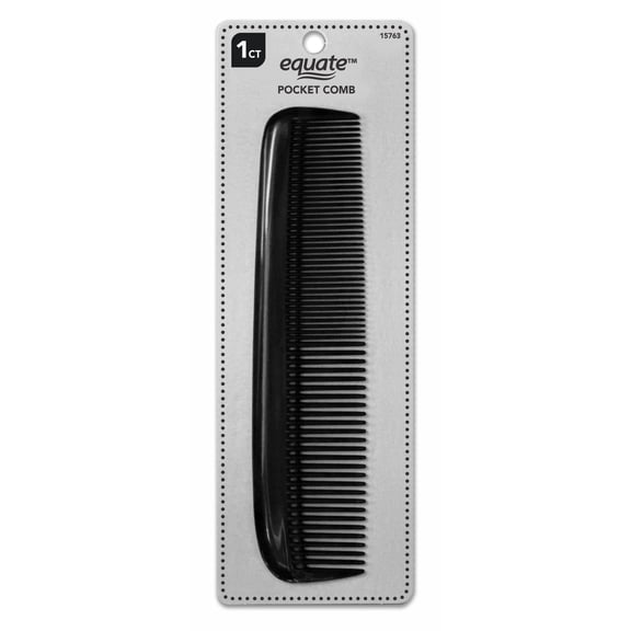 Equate Pocket Comb for Everyday Use on Short Hair, Black, 1 Count