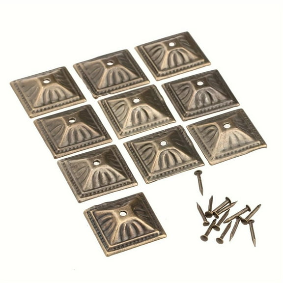 Iron Square Decorative Clavos Nailheads with Fluted Shank and Anti-Corrosion Topcoat for Antique Wooden Box, Gift Box, and Furniture - 20 Pieces