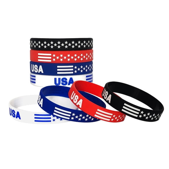 MYFLOCY 4th of July Silicone Bracelets Accessories American Flag Patriotic Party Decorations(8 Pcs)