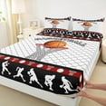 thumbnail image 3 of Manfei Boys Basketball Queen Sheet Sets 4-Piece for Kids Teens, Ball Game Flat Sheet, Athlete Gifts Queen Fitted Sheet, Super Cozy Bedroom Decor, 3 of 7