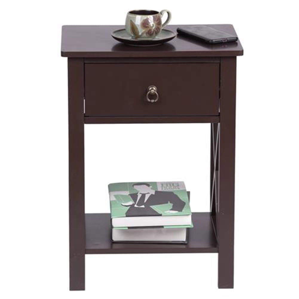 Private Jungle 2-Tier FCH Nightstand with Drawer Storage Shelf, Industrial End Table X-Design Rustic Bedside Table,Brown Private Jungle 2-Tier FCH Nightstand with Drawer Storage Shelf, Industrial End Table X-Design Rustic Bedside Table,Brown