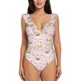 thumbnail image 2 of Yiaed Queen For Rabbit Print Women's Ruffled One Piece Swimsuit V Neck Swimwear Slimming Monokini for Woman-XX-Large, 2 of 8