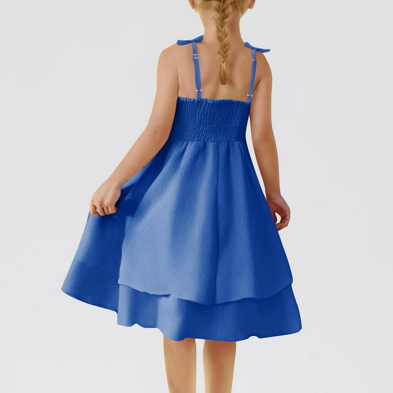 Girls Blue Dress Spaghetti Strap Baby Girl Tulle Dress Girls